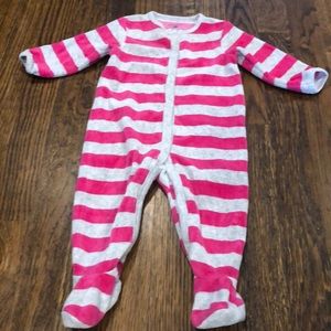 Pink and gray one piece footie.